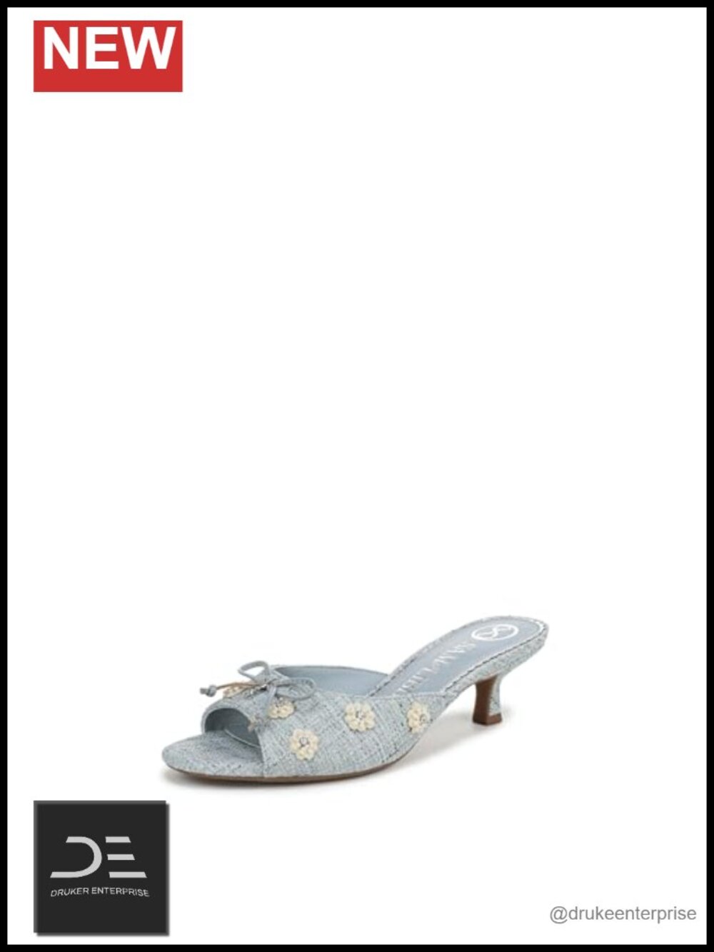 Heeled Sandals for Women, Kitten Heel Slingback Floral Slip-On